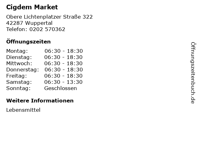 Cigdem Market in Wuppertal: Adresse und Öffnungszeiten