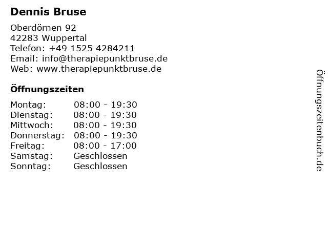 Dennis Bruse in Wuppertal: Adresse und Öffnungszeiten