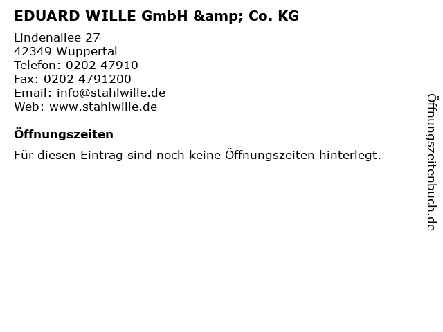 EDUARD WILLE GmbH & Co. KG in Wuppertal: Adresse und Öffnungszeiten