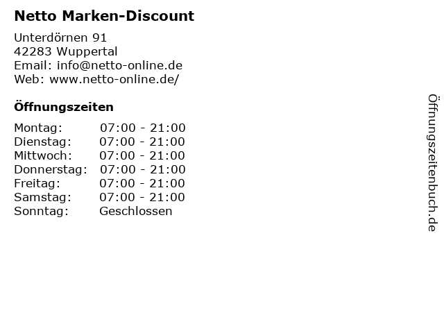 Netto Marken-Discount in Wuppertal: Adresse und Öffnungszeiten