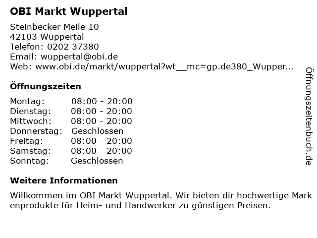 Obi Baumarkt Wuppertal Aktuelle Angebote Im Prospekt Und Katalog