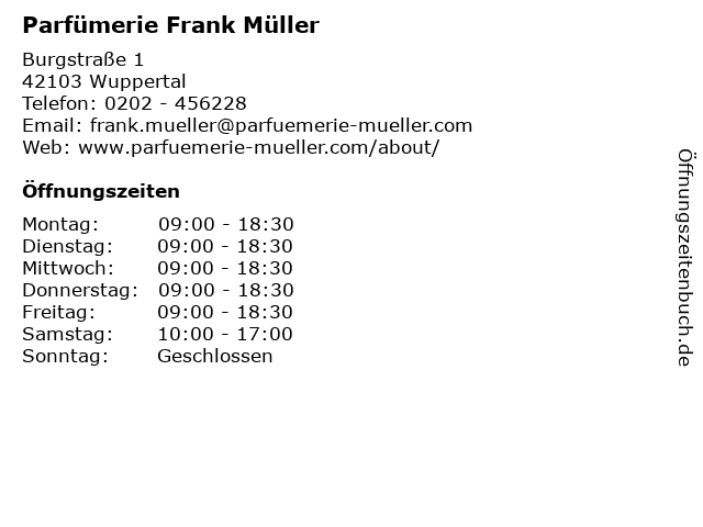 Parfümerie Frank Müller in Wuppertal: Adresse und Öffnungszeiten