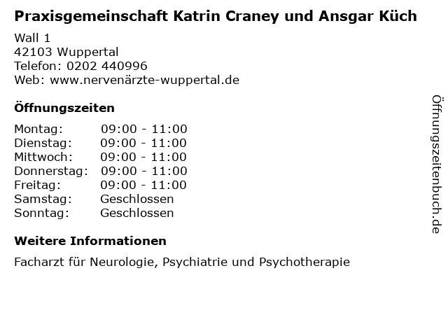 Praxisgemeinschaft Katrin Craney und Ansgar Küch in Wuppertal: Adresse und Öffnungszeiten