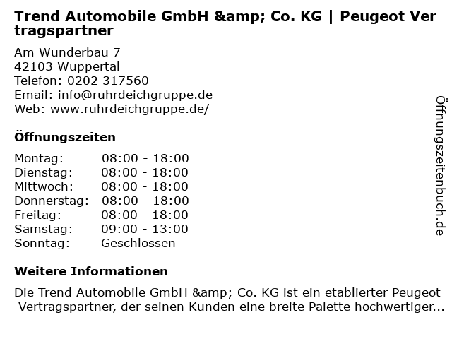Trend Automobile GmbH & Co. KG in Wuppertal: Adresse und Öffnungszeiten