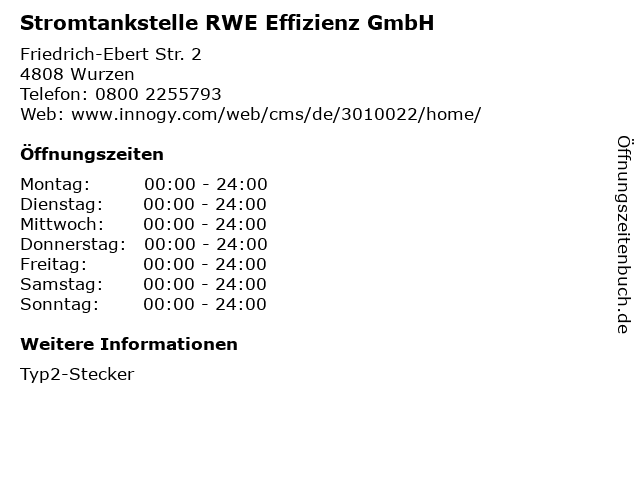 Stromtankstelle RWE Effizienz GmbH in Wurzen: Adresse und Öffnungszeiten