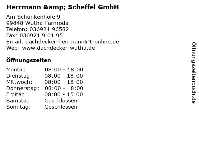 Herrmann & Scheffel GmbH in Wutha-Farnroda: Adresse und Öffnungszeiten