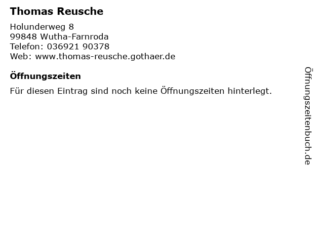 Thomas Reusche in Wutha-Farnroda: Adresse und Öffnungszeiten