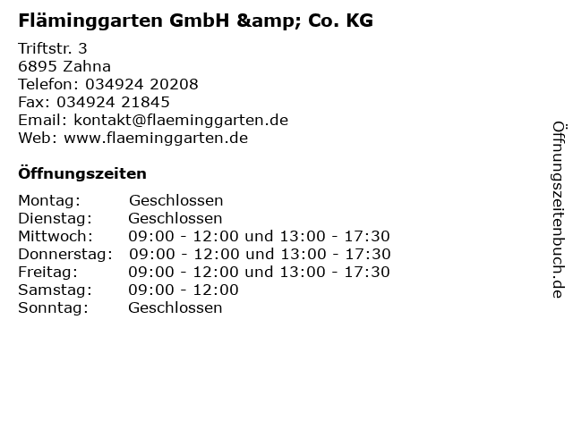 Fläminggarten GmbH & Co. KG in Zahna: Adresse und Öffnungszeiten