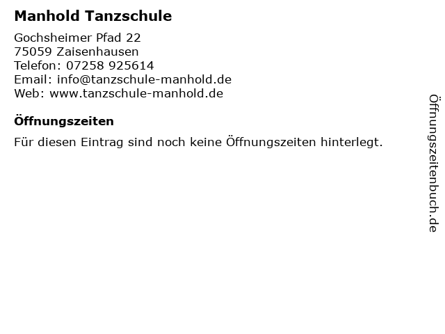 Manhold Tanzschule in Zaisenhausen: Adresse und Öffnungszeiten