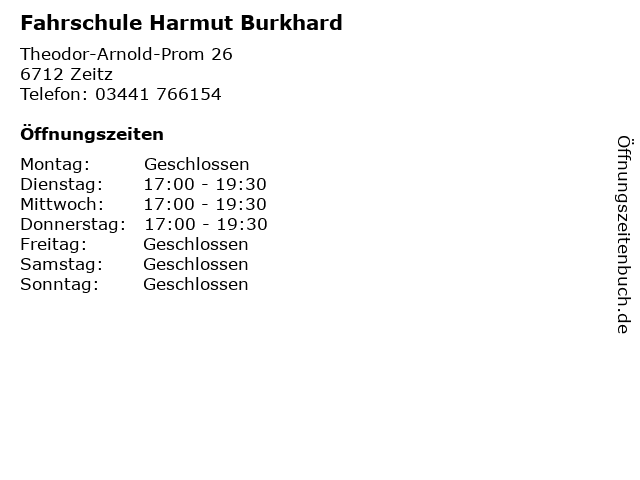 Fahrschule Harmut Burkhard in Zeitz: Adresse und Öffnungszeiten