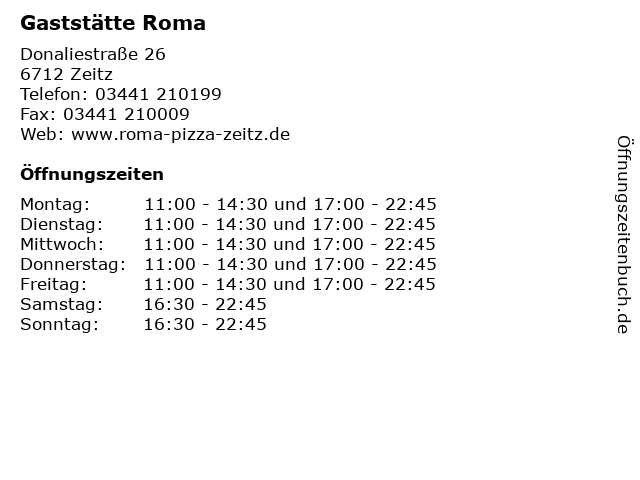 Gaststätte Roma in Zeitz: Adresse und Öffnungszeiten