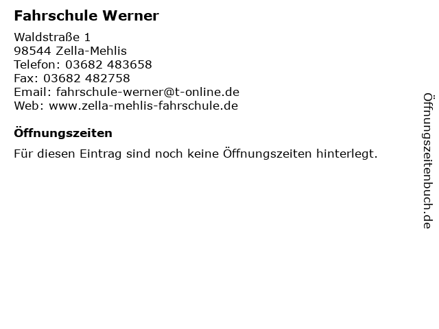 Fahrschule Werner in Zella-Mehlis: Adresse und Öffnungszeiten