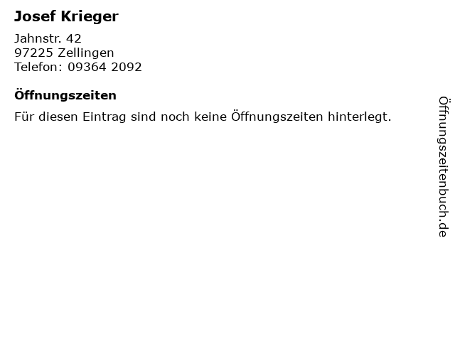Josef Krieger in Zellingen: Adresse und Öffnungszeiten