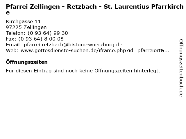 Pfarrei Zellingen - Retzbach - St. Laurentius Pfarrkirche in Zellingen: Adresse und Öffnungszeiten