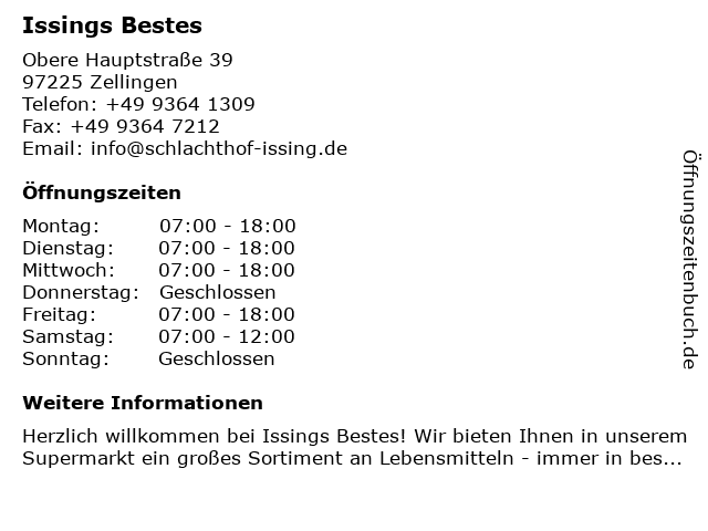 Issings Bestes in Zellingen-Retzbach: Adresse und Öffnungszeiten