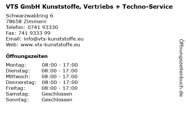 VTS GmbH Kunststoffe, Vertriebs + Techno-Service in Zimmern: Adresse und Öffnungszeiten