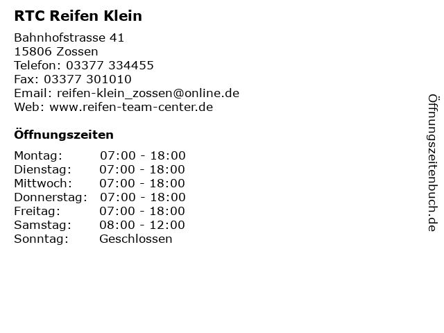 RTC Reifen Klein in Zossen: Adresse und Öffnungszeiten