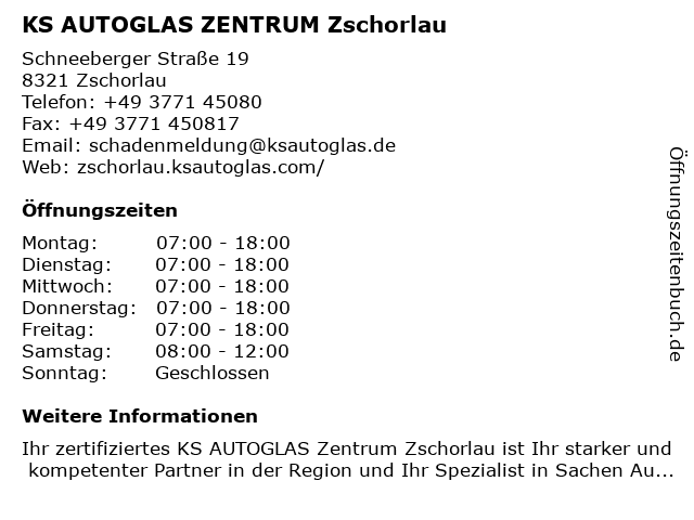 KS AUTOGLAS ZENTRUM Zschorlau in Zschorlau: Adresse und Öffnungszeiten