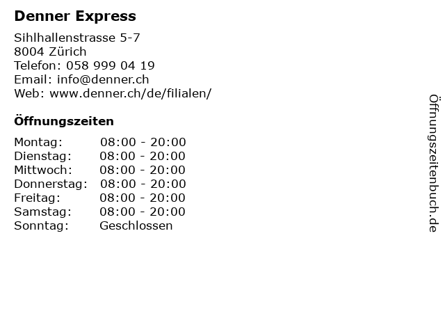 Denner Express in Zürich: Adresse und Öffnungszeiten
