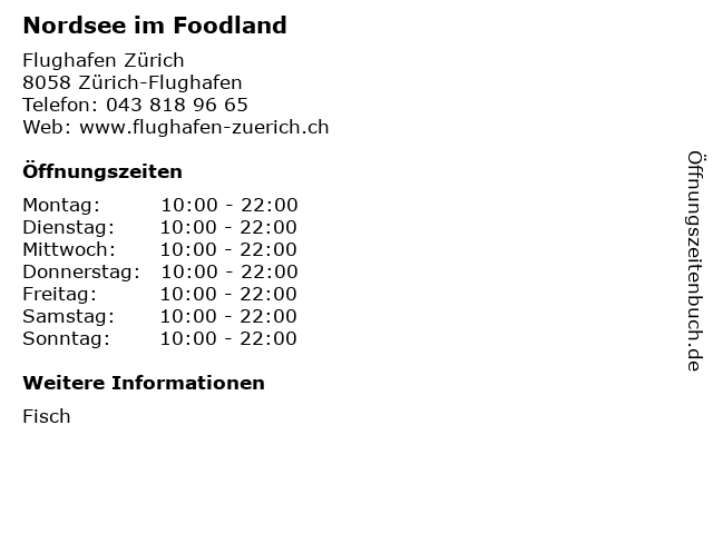 Nordsee im Foodland in Zürich-Flughafen: Adresse und Öffnungszeiten