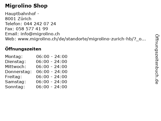Migrolino Shop in Zürich: Adresse und Öffnungszeiten