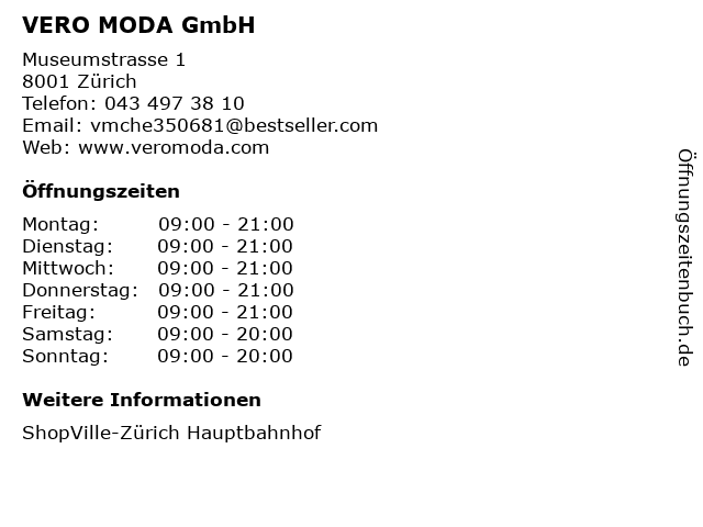 abstraktion Om medier ᐅ Öffnungszeiten „VERO MODA GmbH“ | Museumstrasse 1 in Zürich