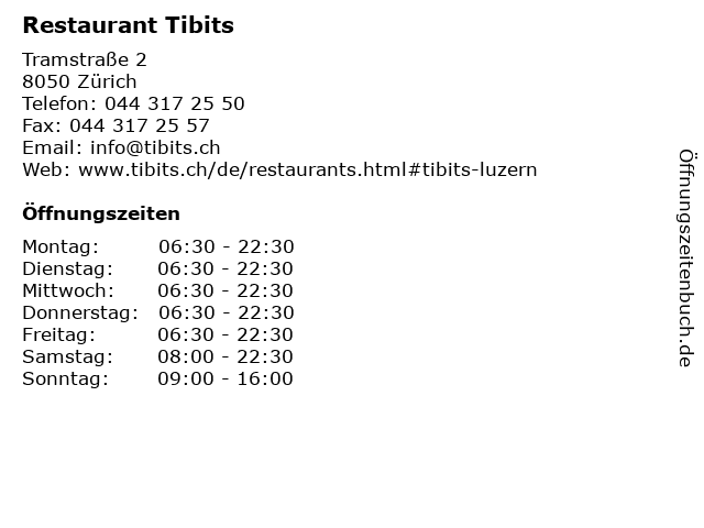 Vegetarisches Restaurant Tibits in Zürich: Adresse und Öffnungszeiten