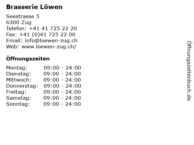 Brasserie Löwen in Zug: Adresse und Öffnungszeiten