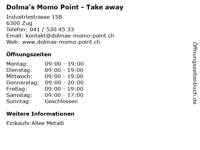 Dolma’s Momo Point - Take away in Zug: Adresse und Öffnungszeiten