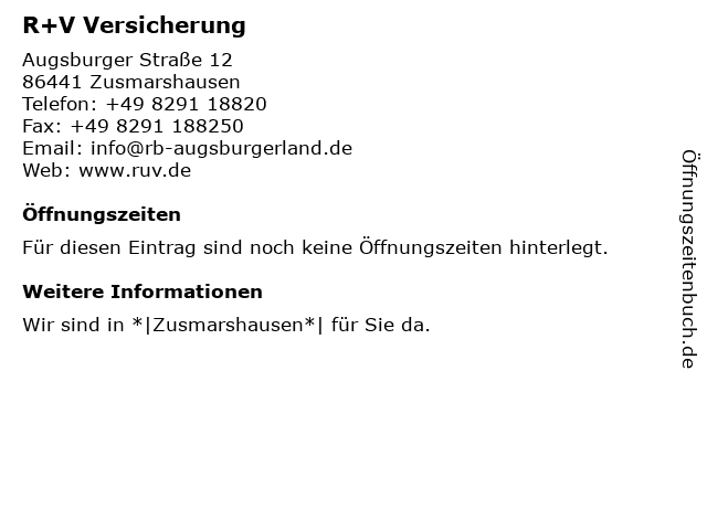 R+V Versicherung in Zusmarshausen: Adresse und Öffnungszeiten