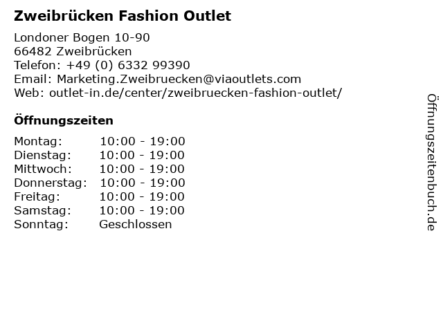 Zweibrücken Fashion Outlet in Zweibrücken: Adresse und Öffnungszeiten