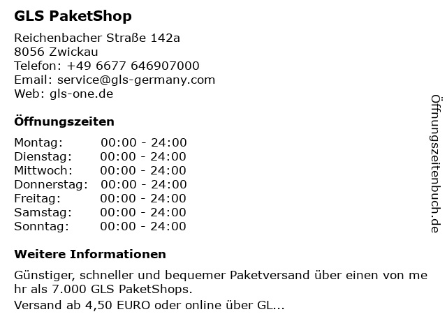 GLS PaketShop in Zwickau: Adresse und Öffnungszeiten