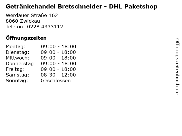 Getränkehandel Bretschneider - DHL Paketshop in Zwickau: Adresse und Öffnungszeiten