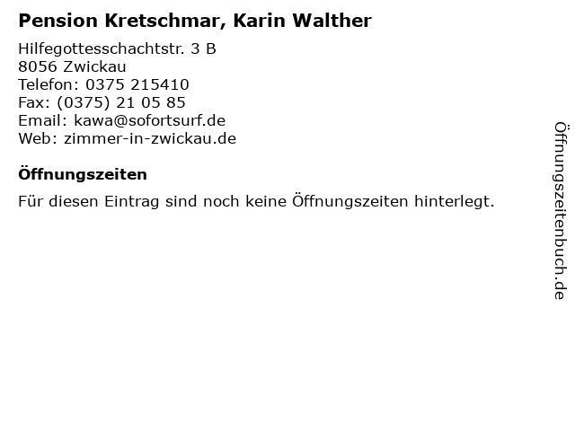 Pension Kretschmar, Karin Walther in Zwickau: Adresse und Öffnungszeiten