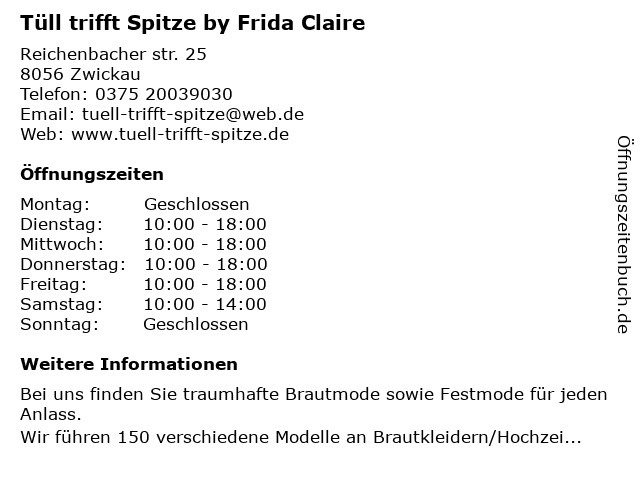 Tüll trifft Spitze by Frida Claire in Zwickau: Adresse und Öffnungszeiten